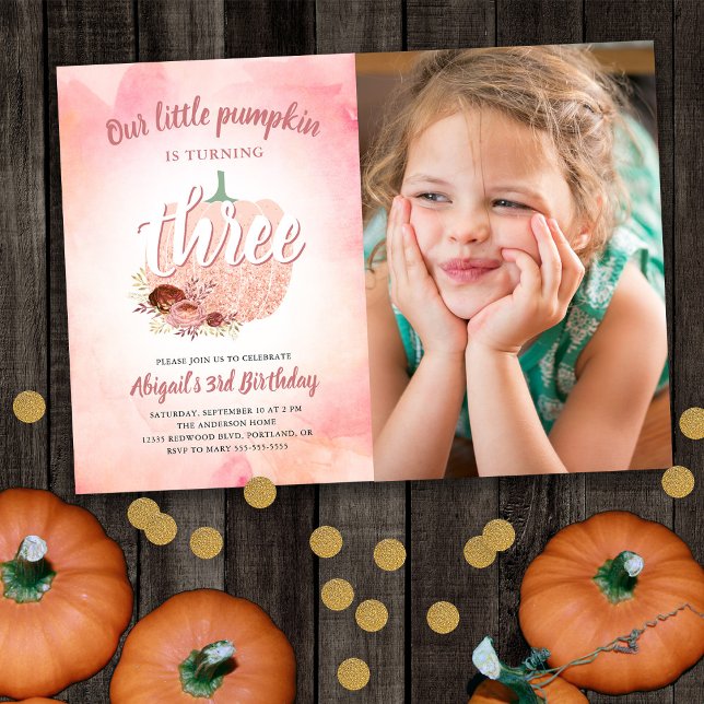 Pumpkin Ro Guld Glitter Inbjudningar (Skapare uppladdad)