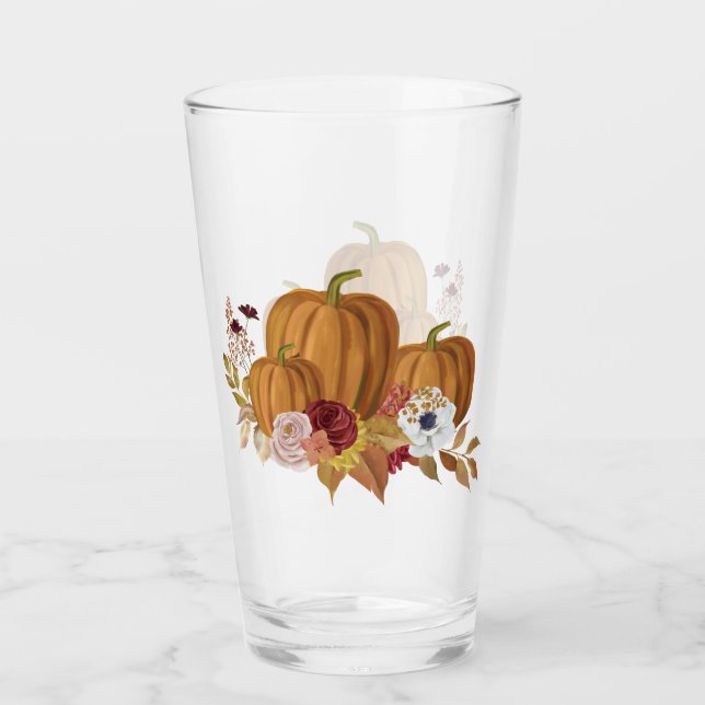 Pumpkin, ro och Magnolia Höst färger Glaskopp (Framsida)