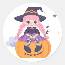 "Pumpkin Roligt: Cute Tecknad Girl Sticker"