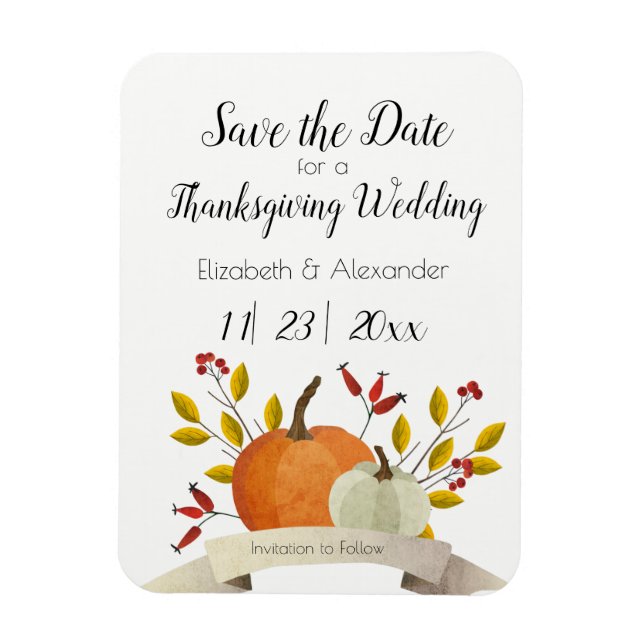 Pumpkin Roligt/ Thanksgiving Bröllop /Save Date Magnet (Vertikal)