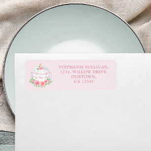 Pumpkin Rosa Blommigt Baby Shower Returadress Etikett