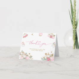 Pumpkin Rosa Blommigt Baby Shower - tackkort