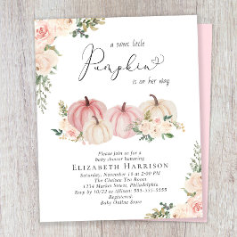 Pumpkin Rosa Blommigt Flicka Shower-inbjudan