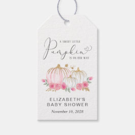 Pumpkin Rosa Blommigt Flicka Shower Tack Presentetikett