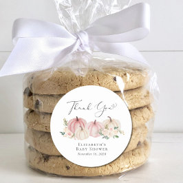 Pumpkin Rosa Blommigt Flicka Shower Tack Runt Klistermärke