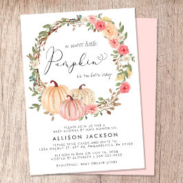 Pumpkin Rosa Blommigt Girl Baby Shower by Mail Inbjudningar