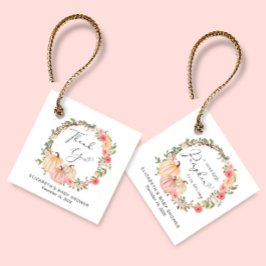 Pumpkin Rosa Blommigt Girl Baby Shower Tack Gåvor Etiketter