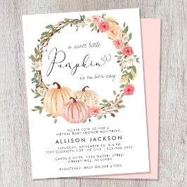 Pumpkin Rosa Blommigt Girl Virtuell Baby Shower Inbjudningar