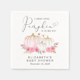 Pumpkin Rosa Blommigt Watercolor Flicka Shower Pappersservett