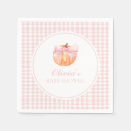 Pumpkin Rosa bow and gingham baby-dusch Pappersservett