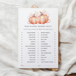 Pumpkin Rosa Bow Baby Shower Activity Games
