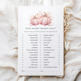 Pumpkin Rosa Bow Baby Shower Activity Games