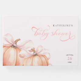 Pumpkin Rosa Bow Baby Shower Gästböcker