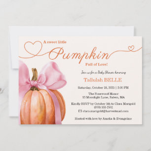 Pumpkin Rosa Bow Baby Shower-kuvert Inbjudningar
