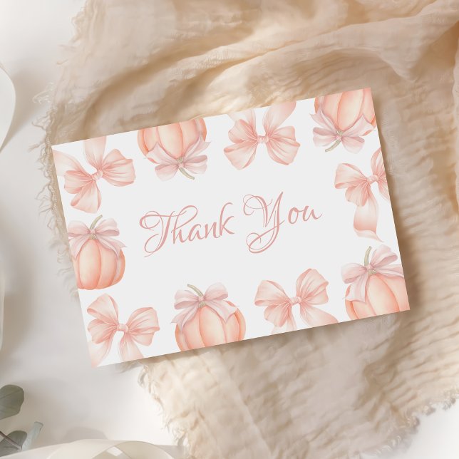 Pumpkin Rosa Bow Baby Shower - tackkort Tack Kort (Skapare uppladdad)