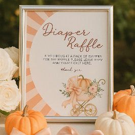 Pumpkin Rosa Bow Diaper Raffle Bord Sign Poster