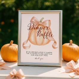 Pumpkin Rosa Bow Diaper Raffle Bord Sign Poster