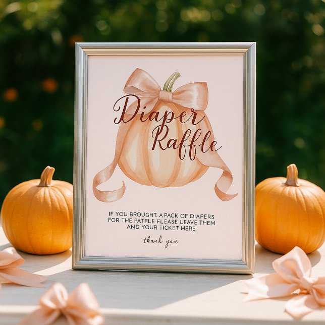 Pumpkin Rosa Bow Diaper Raffle Bord Sign Poster (Skapare uppladdad)