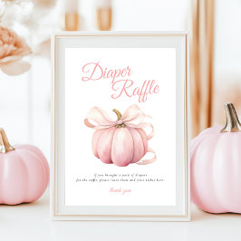 Pumpkin Rosa Bow Diaper Raffle Bord Sign Poster