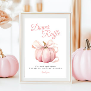Pumpkin Rosa Bow Diaper Raffle Bord Sign Poster