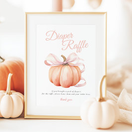 Pumpkin Rosa Bow Diaper Raffle Bord Sign Poster