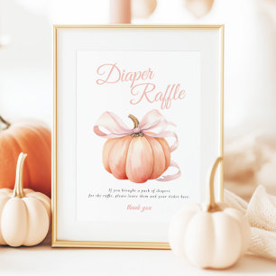 Pumpkin Rosa Bow Diaper Raffle Bord Sign Poster