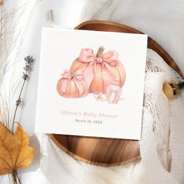 Pumpkin Rosa Bow Girl Baby Shower Napkins Pappersservett