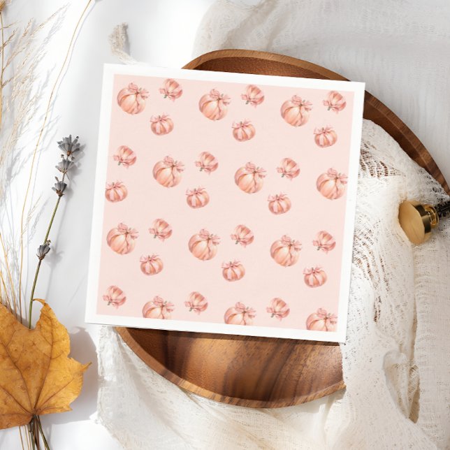 Pumpkin Rosa Bow Girl Baby Shower Pappersservett (Skapare uppladdad)