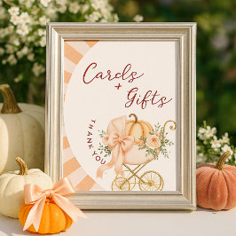 Pumpkin Rosa Bow-kort och Bord-skylt Poster
