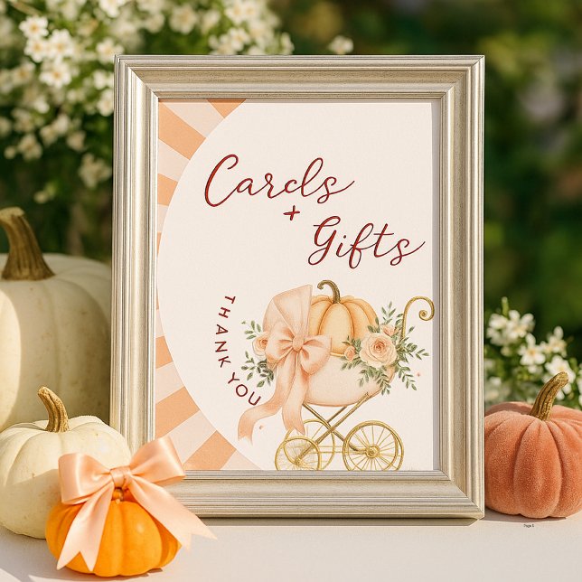 Pumpkin Rosa Bow-kort och Bord-skylt Poster (Skapare uppladdad)
