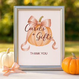 Pumpkin Rosa Bow-kort och Bord-skylt Poster