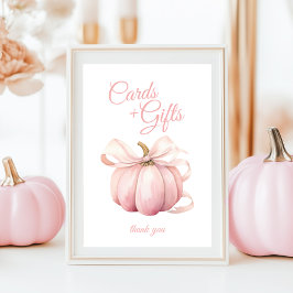 Pumpkin Rosa Bow-kort och Bord-skylt Poster