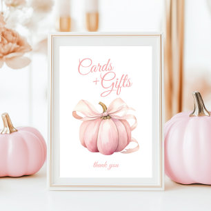 Pumpkin Rosa Bow-kort och Bord-skylt Poster
