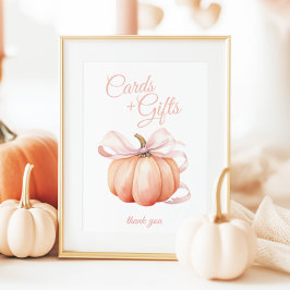 Pumpkin Rosa Bow-kort och Bord-skylt Poster