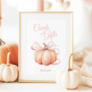 Pumpkin Rosa Bow-kort och Bord-skylt Poster