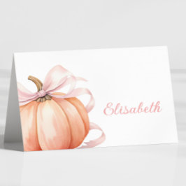 Pumpkin Rosa Bow Möhippa Bord Namn-kort Bordsnummer