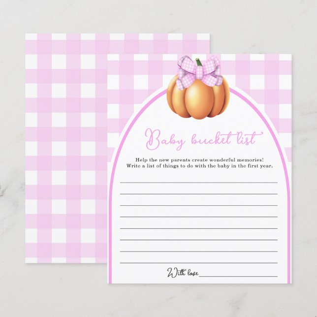 Pumpkin rosa-bucket-lista för babydusch Baby (Fram/baksida)
