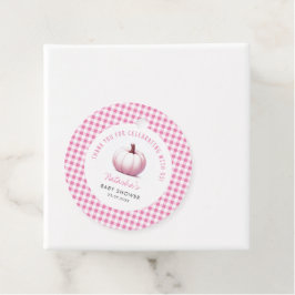 Pumpkin Rosa Gingham Play Flicka Baby Shower Gåvor Etiketter