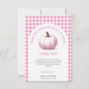 Pumpkin Rosa Gingham Play Flicka Baby Shower Tack Kort