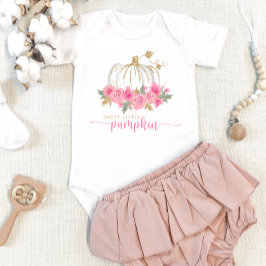Pumpkin Rosa Guld Blommigt Fall Flicka T Shirt
