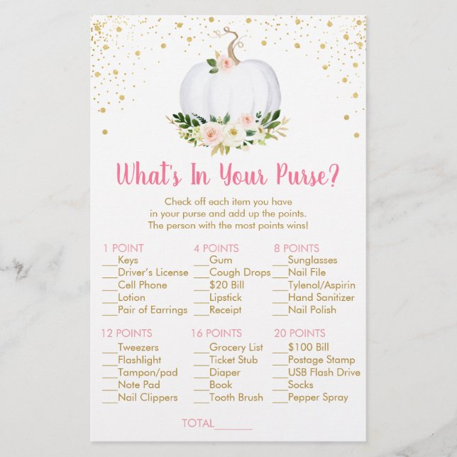 Pumpkin Rosa Guld What's in your Purse Game (Framsida)