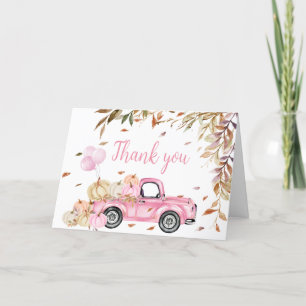 Pumpkin Rosa Lastbil Baby Shower Tack Kort