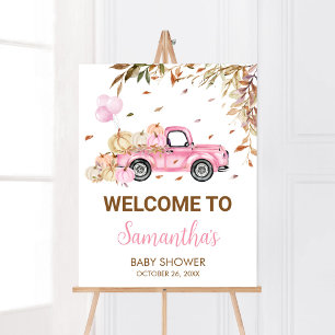 Pumpkin Rosa Lastbil Welcome Baby Shower Poster