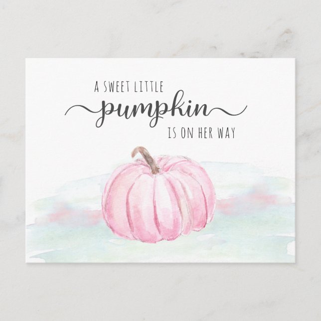 Pumpkin Rosa Mint Watercolor Flicka Shower Inbjudan Vykort (Framsida)
