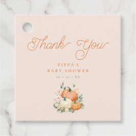Pumpkin Rosa & Orange Baby Shower Tack Gåvor Etiketter