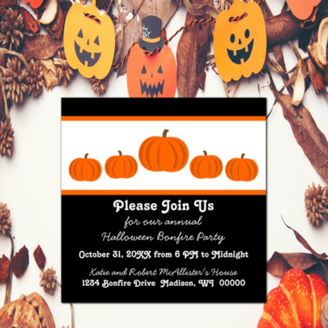 Pumpkin Row Halloween fest Inbjudan (Pumpkin Row Halloween Party Invite)