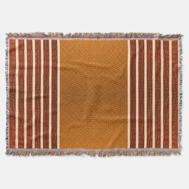 Pumpkin & Rust Exotic Faux Snake Leather Line Art Filt (Framsidan)
