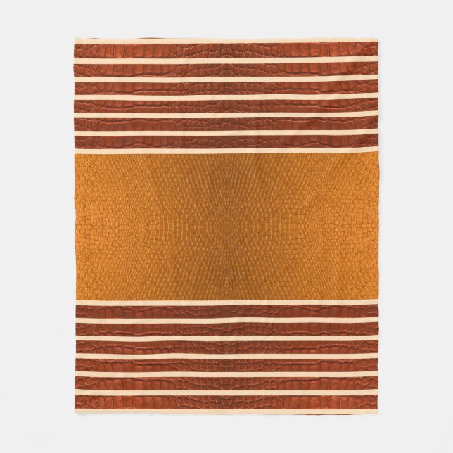 Pumpkin & Rust Exotic Faux Snake Leather Line Art Fleecefilt (Framsidan)