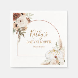 Pumpkin Rustic Blommigt Boho Arch faller Pappert i Pappersservett