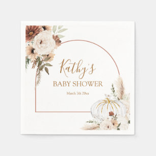 Pumpkin Rustic Blommigt Boho Arch faller Pappert i Pappersservett